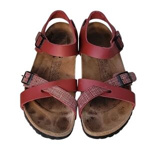 BIRKI'S Lillie Criss‎ Cross Burgundy Sandals Women's US 6-6.5 EUR 37 BIRK…